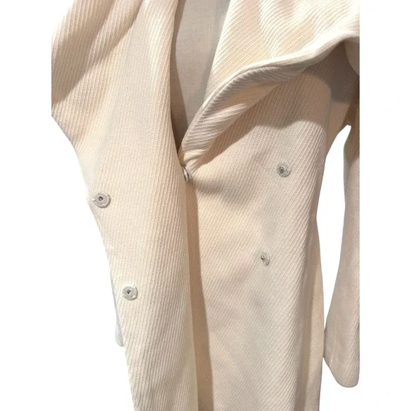 Calvin Klein Women‎ Cream Waterfall Collar Belted Cardigan Coat Size 10 - Picture 4 of 8